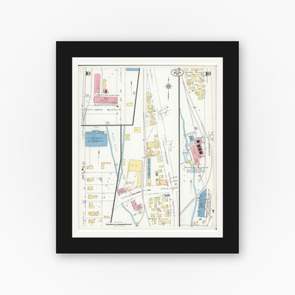 Old map wall art mockup — black gallery frame with white mat — Sanborn Fire Insurance Map from Beloit, Rock County, Wisconsin (1926), Sheet #0010