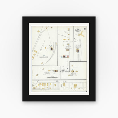 Old map wall art mockup — black gallery frame with white mat — Sanborn Fire Insurance Map from Sparta, Saint Louis County, Minnesota (1906), Sheet #0002