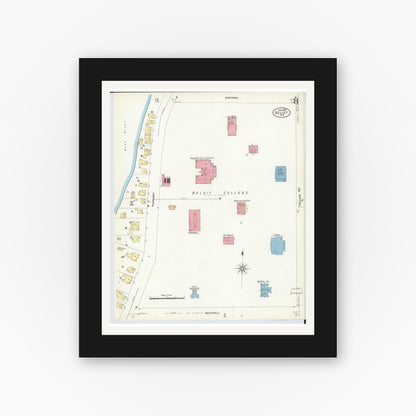Old map wall art mockup — black gallery frame with white mat — Sanborn Fire Insurance Map from Beloit, Rock County, Wisconsin (1908), Sheet #0008