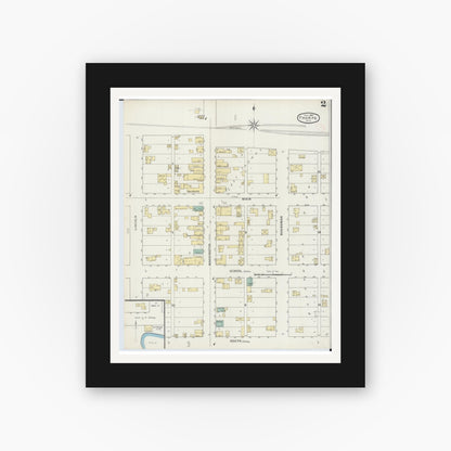 Old map wall art mockup — black gallery frame with white mat — Sanborn Fire Insurance Map from Thorpe, Clark County, Wisconsin (1894), Sheet #0002