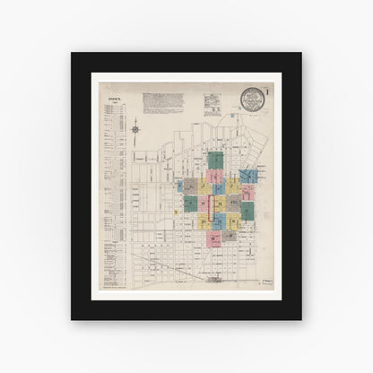 Old map wall art mockup — black gallery frame with white mat — Sanborn Fire Insurance Map from Monrovia, Los Angeles County, California (1913) - Complete Map Set