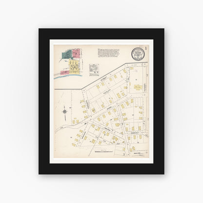 Old map wall art mockup — black gallery frame with white mat — Sanborn Fire Insurance Map from Kennett, Shasta County, California (1912) - Complete Map Set