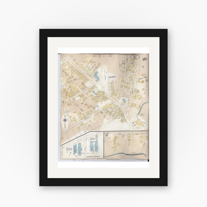 Old map wall art mockup — black gallery frame with white mat — Sanborn Fire Insurance Map from Hilo, Hawaii County, Hawaii (1957), Sheet #0020