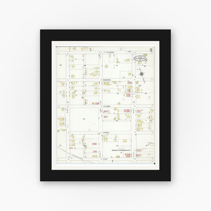 Old map wall art mockup — black gallery frame with white mat — Sanborn Fire Insurance Map from Saint Charles, Saint Charles County, Missouri (1909), Sheet #0002