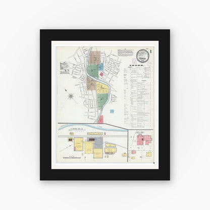 Old map wall art mockup — black gallery frame with white mat — Sanborn Fire Insurance Map from Carnegie, Allegheny County, Pennsylvania (1901) - Complete Map Set