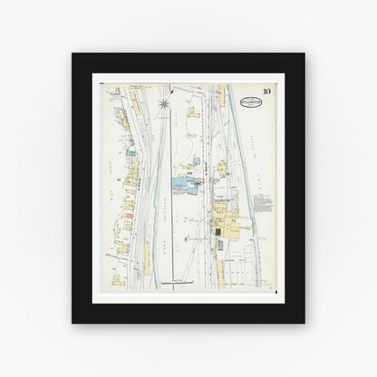 Old map wall art mockup — black gallery frame with white mat — Sanborn Fire Insurance Map from Stillwater, Washington County, Minnesota (1891), Sheet #0010