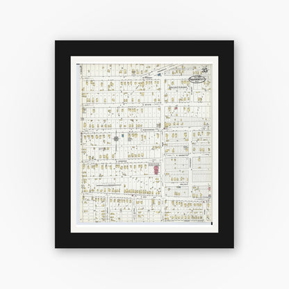 Old map wall art mockup — black gallery frame with white mat — Sanborn Fire Insurance Map from Traverse City, Grand Traverse County, Michigan (1920), Sheet #0035