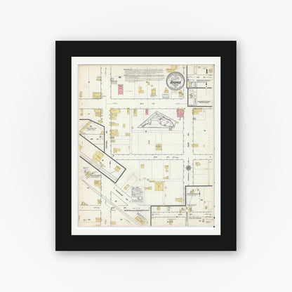 Old map wall art mockup — black gallery frame with white mat — Sanborn Fire Insurance Map from Apopka, Orange County, Florida (1917), Sheet #0001