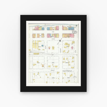 Old map wall art mockup — black gallery frame with white mat — Sanborn Fire Insurance Map from Durand, Pepin County, Wisconsin (1910), Sheet #0003