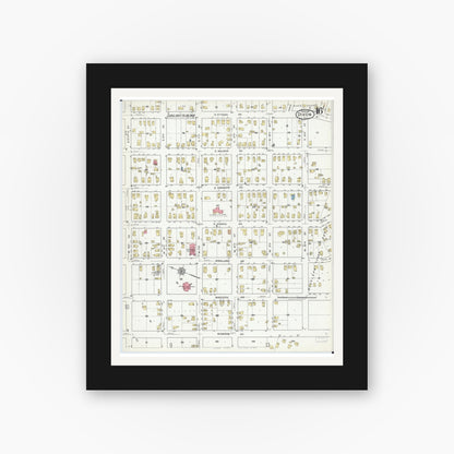 Old map wall art mockup — black gallery frame with white mat — Sanborn Fire Insurance Map from Dixon, Lee County, Illinois (1918), Sheet #0016