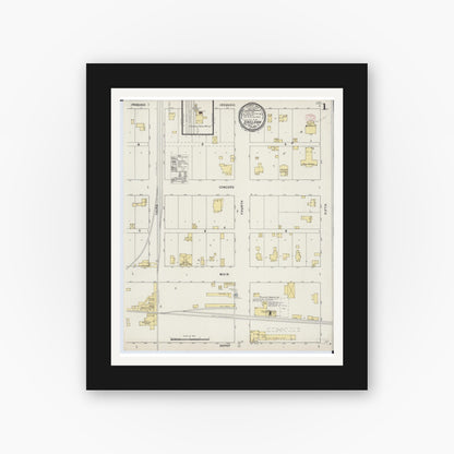 Old map wall art mockup — black gallery frame with white mat — Sanborn Fire Insurance Map from Sheldon, Iroquois County, Illinois (1895) - Complete Map Set