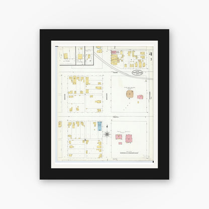 Old map wall art mockup — black gallery frame with white mat — Sanborn Fire Insurance Map from Port Clinton, Ottawa County, Ohio (1904), Sheet #0004