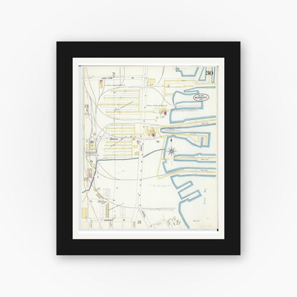 Old map wall art mockup — black gallery frame with white mat — Sanborn Fire Insurance Map from Menominee, Menominee County, Michigan (1907), Sheet #0030