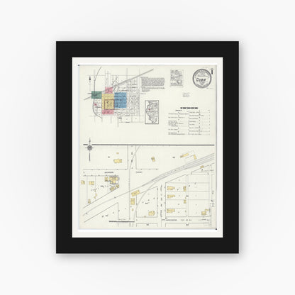 Old map wall art mockup — black gallery frame with white mat — Sanborn Fire Insurance Map from Cuba, Fulton County, Illinois (1919) - Complete Map Set