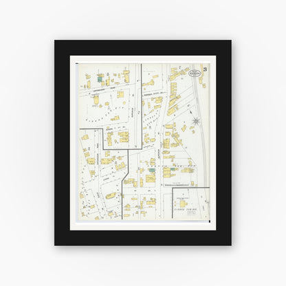 Old map wall art mockup — black gallery frame with white mat — Sanborn Fire Insurance Map from Baraga, Baraga County, Michigan (1902), Sheet #0003