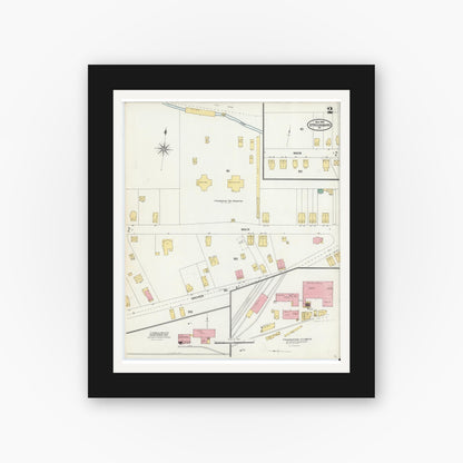 Old map wall art mockup — black gallery frame with white mat — Sanborn Fire Insurance Map from Stroudsburg, Monroe County, Pennsylvania (1905), Sheet #0002