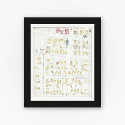 Old map wall art mockup — black gallery frame with white mat — Sanborn Fire Insurance Map from Red Wing, Goodhue County, Minnesota (1902), Sheet #0013
