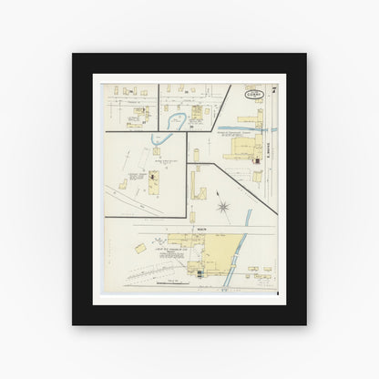 Old map wall art mockup — black gallery frame with white mat — Sanborn Fire Insurance Map from Corry, Erie County, Pennsylvania (1891), Sheet #0007