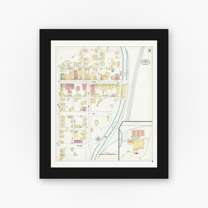 Old map wall art mockup — black gallery frame with white mat — Sanborn Fire Insurance Map from Irwin, Westmoreland County, Pennsylvania (1899), Sheet #0003