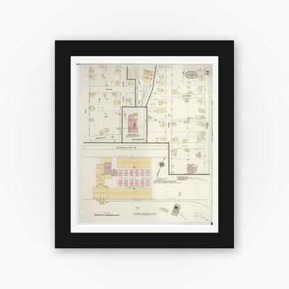 Old map wall art mockup — black gallery frame with white mat — Sanborn Fire Insurance Map from Hamden, Vinton County, Ohio (1911), Sheet #0002