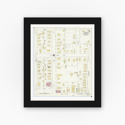 Old map wall art mockup — black gallery frame with white mat — Sanborn Fire Insurance Map from Delta, Fulton County, Ohio (1905), Sheet #0008