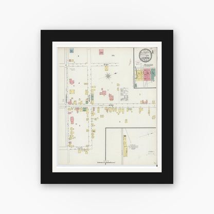Old map wall art mockup — black gallery frame with white mat — Sanborn Fire Insurance Map from Leesburg, Loudoun County, Virginia (1894) - Complete Map Set