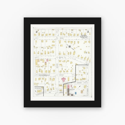 Old map wall art mockup — black gallery frame with white mat — Sanborn Fire Insurance Map from Grafton, Lorain County, Ohio (1926), Sheet #0002