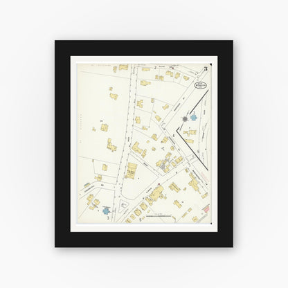 Old map wall art mockup — black gallery frame with white mat — Sanborn Fire Insurance Map from Monson, Hampden County, Massachusetts (1911), Sheet #0003