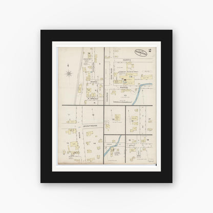 Old map wall art mockup — black gallery frame with white mat — Sanborn Fire Insurance Map from New Milford, Susquehanna County, Pennsylvania (1885), Sheet #0002