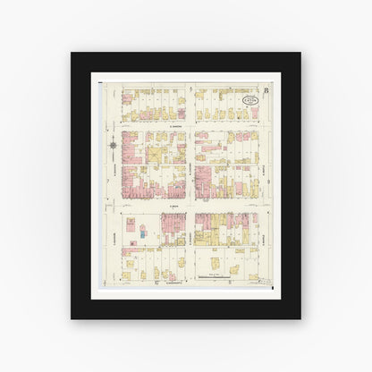 Old map wall art mockup — black gallery frame with white mat — Sanborn Fire Insurance Map from Eaton, Preble County, Ohio (1911), Sheet #0008