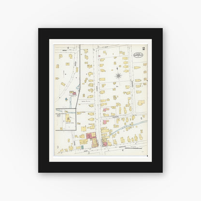 Old map wall art mockup — black gallery frame with white mat — Sanborn Fire Insurance Map from New Berlin, Chenango County, New York (1905), Sheet #0002