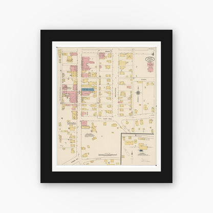 Old map wall art mockup — black gallery frame with white mat — Sanborn Fire Insurance Map from Utica, Licking County, Ohio (1922), Sheet #0004