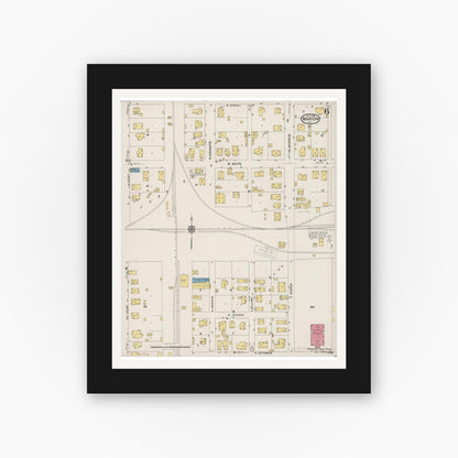 Old map wall art mockup — black gallery frame with white mat — Sanborn Fire Insurance Map from Marion, Williamson County, Illinois (1922), Sheet #0006
