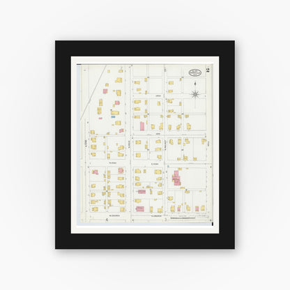 Old map wall art mockup — black gallery frame with white mat — Sanborn Fire Insurance Map from Orrville, Wayne County, Ohio (1904), Sheet #0002