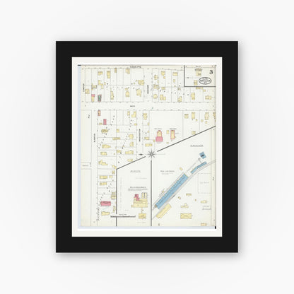 Old map wall art mockup — black gallery frame with white mat — Sanborn Fire Insurance Map from Brillion, Calumet County, Wisconsin (1906), Sheet #0003