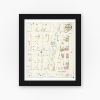 Old map wall art mockup — black gallery frame with white mat — Sanborn Fire Insurance Map from Farmington, Dakota County, Minnesota (1910) - Complete Map Set
