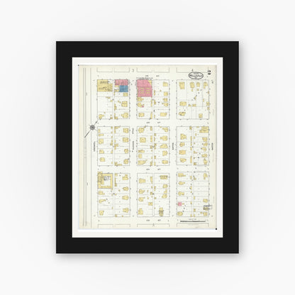 Old map wall art mockup — black gallery frame with white mat — Sanborn Fire Insurance Map from Wellsville, Montgomery County, Missouri (1917), Sheet #0002