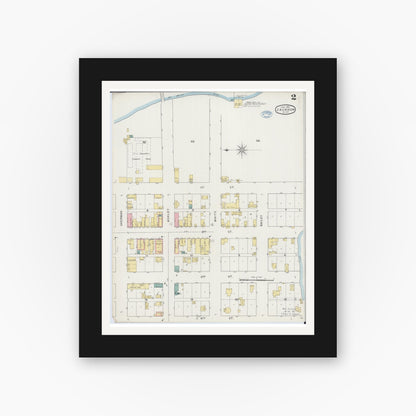 Old map wall art mockup — black gallery frame with white mat — Sanborn Fire Insurance Map from Jackson, Jackson County, Minnesota (1894), Sheet #0002