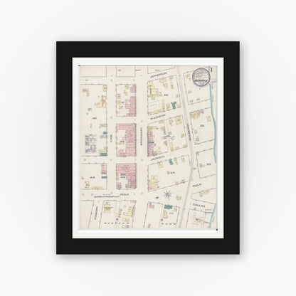 Old map wall art mockup — black gallery frame with white mat — Sanborn Fire Insurance Map from Brunswick, Chariton County, Missouri (1885) - Complete Map Set