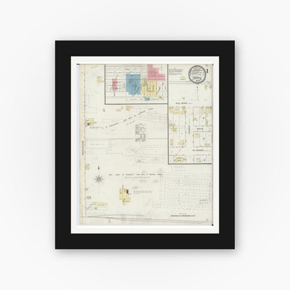 Old map wall art mockup — black gallery frame with white mat — Sanborn Fire Insurance Map from Thorpe, Clark County, Wisconsin (1894) - Complete Map Set