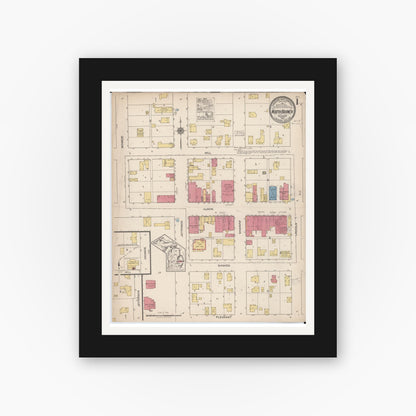 Old map wall art mockup — black gallery frame with white mat — Sanborn Fire Insurance Map from North Branch, Lapeer County, Michigan (1922) - Complete Map Set
