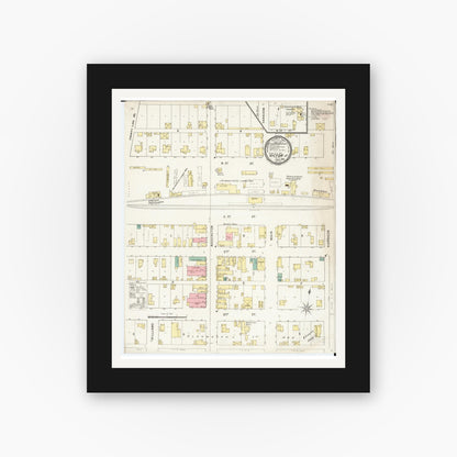 Old map wall art mockup — black gallery frame with white mat — Sanborn Fire Insurance Map from Victor, Iowa County, Iowa (1895), Sheet #0001
