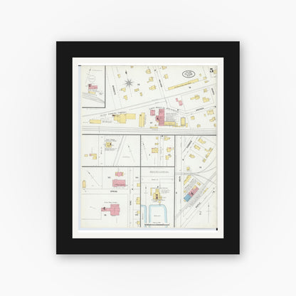 Old map wall art mockup — black gallery frame with white mat — Sanborn Fire Insurance Map from Clyde, Sandusky County, Ohio (1899), Sheet #0005