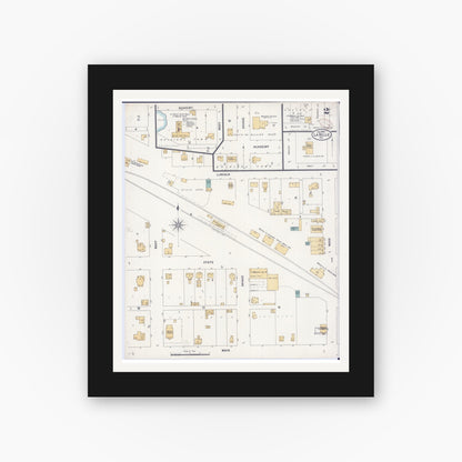 Old map wall art mockup — black gallery frame with white mat — Sanborn Fire Insurance Map from La Belle, Lewis County, Missouri (1899), Sheet #0002