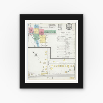 Old map wall art mockup — black gallery frame with white mat — Sanborn Fire Insurance Map from Frankfort, Herkimer County, New York (1897) - Complete Map Set