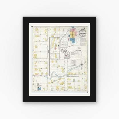 Old map wall art mockup — black gallery frame with white mat — Sanborn Fire Insurance Map from Cedar Springs, Kent County, Michigan (1918) - Complete Map Set