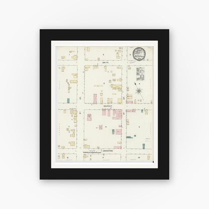 Old map wall art mockup — black gallery frame with white mat — Sanborn Fire Insurance Map from Smithfield, Johnston County, North Carolina (1891), Sheet #0001