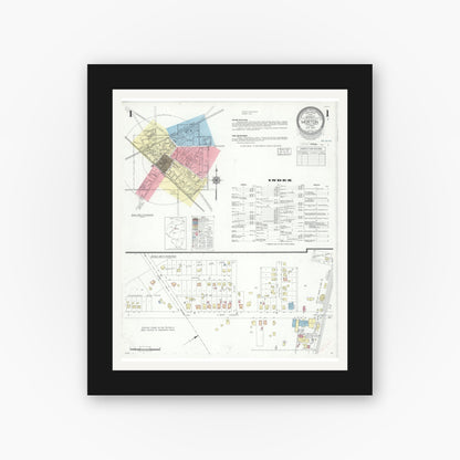Old map wall art mockup — black gallery frame with white mat — Sanborn Fire Insurance Map from Morton, Tazewell County, Illinois (1940) - Complete Map Set