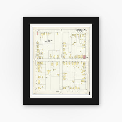Old map wall art mockup — black gallery frame with white mat — Sanborn Fire Insurance Map from Goldsboro, Wayne County, North Carolina (1913), Sheet #0023