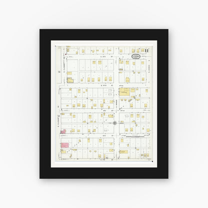 Old map wall art mockup — black gallery frame with white mat — Sanborn Fire Insurance Map from Cloquet, Carlton County, Minnesota (1919), Sheet #0011